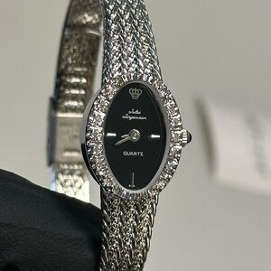 Jules Jurgensen 510 Dainty Black Dial Silver Stainless Steel Luxury 15mm Watch